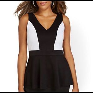 NWT Black and White Colorblock Peplum top